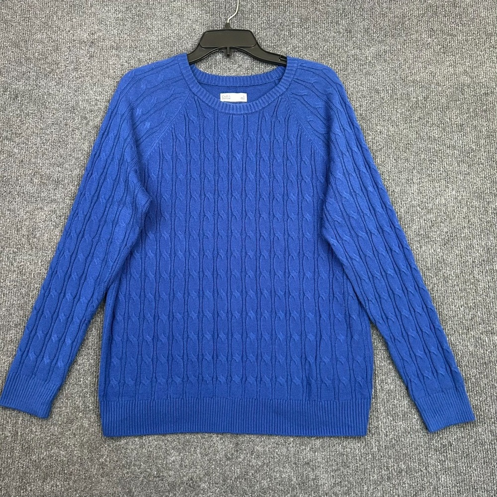 Lot of 2 - Croft & Barrow Women's L Sweaters Cable Knit Long Sleeve Blue Pink - Picture 2 of 16